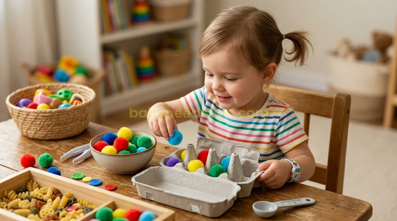 Illustration for blog section about: 15 Easy Fine Motor Skills Activities for Toddlers Using Househo